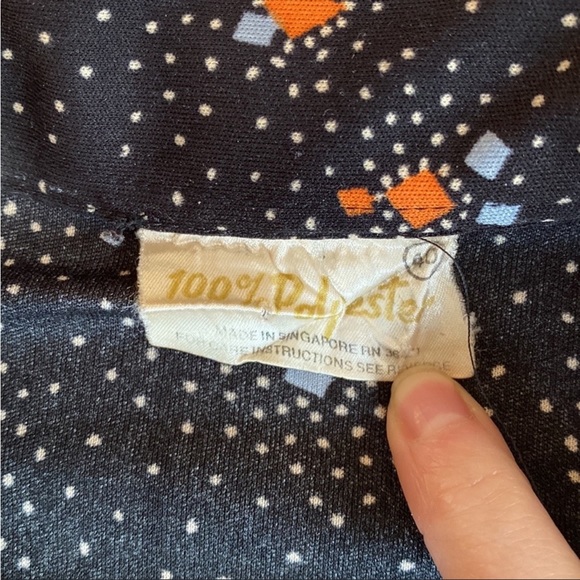 VTG 60’s 70’s Atomic Polyester Groovy Button Down Blouse - Picture 5 of 11